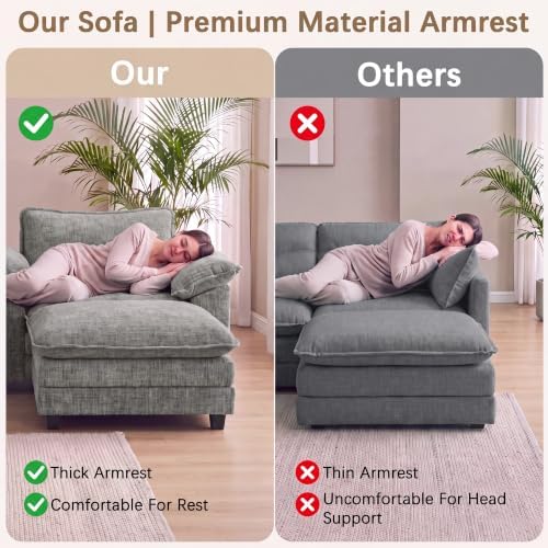 Homall Sofa Accent Chair with Ottoman, 35" Reading Chair, Light Grey - Image 7