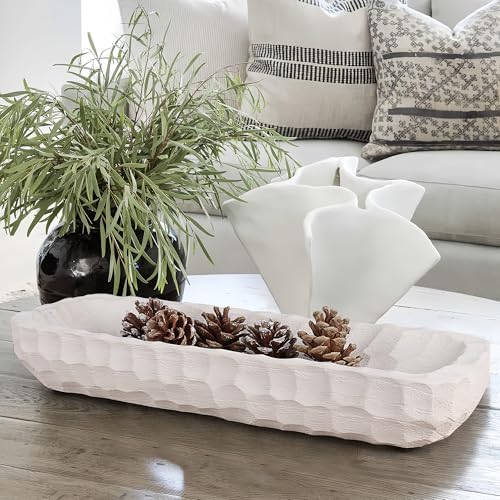 Oakrain Decorative Bowl for Home Decor Wood 16" Long Dough Bowl Hand-carved - Image 6