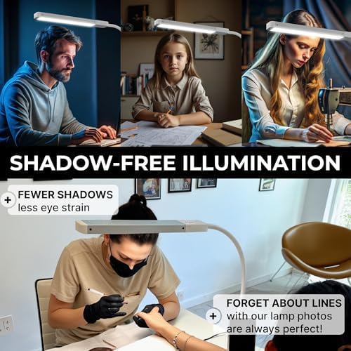 LK LISA KON LED Desk Lamps for Home Office, Eye-Caring Desk Light, Economic Nail Lamp for Desk, Dimmable Table Lamp, Reading lamp with Strong Fastening and Clamp - Image 3