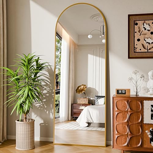58"x19" Floor Mirror Full Length, Arched Full Length Mirror with Stand, Full Body Mirrors for Bedroom Living Room or Cloakroom Gold by Unknown