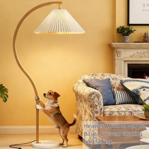 Mid Century Modern Arc Floor Lamp,Pleated Fabric Shade,for Living Room - Image 6