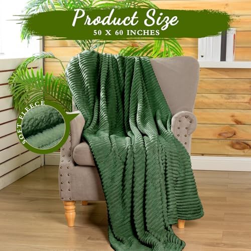 Buryeah 12 Pcs Flannel Blankets Bulk,Fall Outdoor Wedding, Dark Green - Image 2
