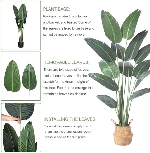 Ferrgoal 6ft Bird of Paradise Artificial Plant with Basket - Image 3