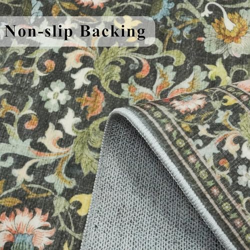 Wide Hallway Washable Runner Rug: 3x10 Water-Resistant Entryway Area Rug Vintage Soft Carpet for Living Room Non Slip Indoor Farmhouse Floor Mat for Bathroom Laundry Room(3x10,Green) - Image 3
