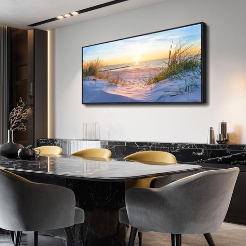 MHARTK66 Large Wall Art for Living Room Modern Wall Decor for Bedroom Beach Landscapes Painting Coastal Picture Ocean Sunset Artwork for Walls Canvas Prints for Bathroom Office Framed Home Decorations - Image 4