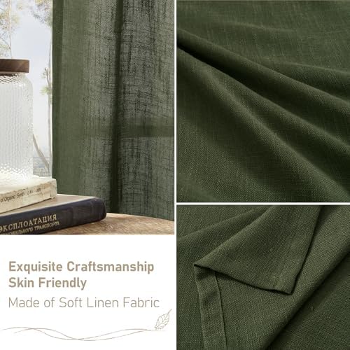 LAMIT Olive Green Linen Curtains for Living Room Bedroom, 52 x 108 Inch - Image 6