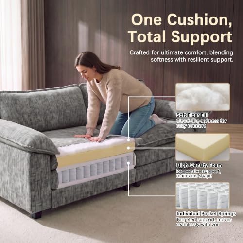 Homall 79.3" Loveseat Sofa, Cloud Sofa Couch, Deep Seat, Light Grey - Image 6