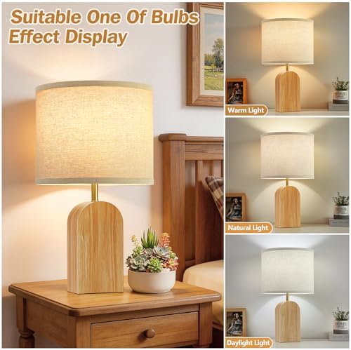 Table lamps for Bedroom Living Room,19" Bedside Lamps Set of 2,Burlywood - Image 2