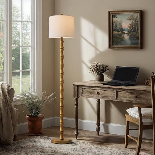BOBOMOMO 62" Rustic Farmhouse Floor Lamp Antique Gold with Remote & Dimmable 9W Bulb, 3 Color Temperatures Resin Standing Lamp, Retro Tall Lamp for Living Room, Bedroom, Nursery, Office, Reading Nook - Image 7