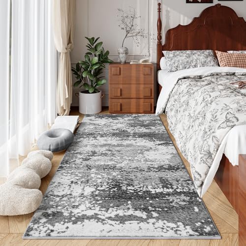 2x6 Rug Runners for Hallways Kitchen Non Slip Washable Grey Entryway Runner Rugs with Rubber Backing 6ft Long Carpet Runner for Laundry Room Bedroom, Low Pile Stain & Fade Resistant, Abstract Gray - Image 6