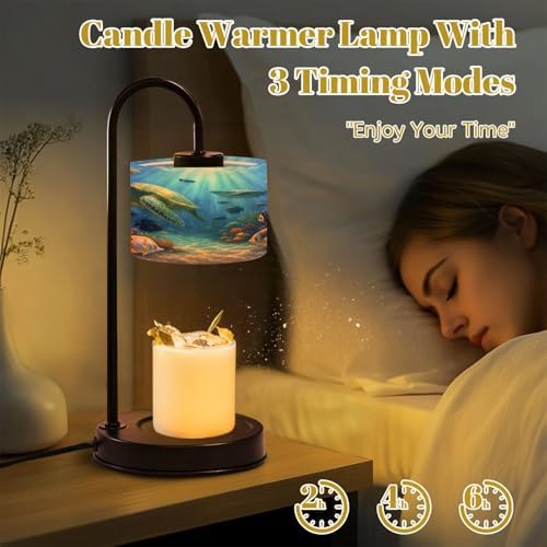 Candle Warmer Lamp with Timer Ocean Water Sea Turtle Coral Fish Underwater Scenery Realistic Dimmable Wax Warmer with 4 Bulbs for Jar Candles Women Birthday Gifts House Warming New Home Decor - Image 4