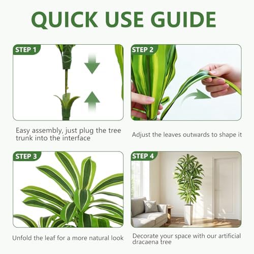 Artificial Yellow Dracaena Tree 7FT, Tall Fake Plants Indoor - Image 5