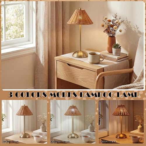 4 Pack Rattan Table Lamps Wedding Cordless LED Rechargeable - Image 6