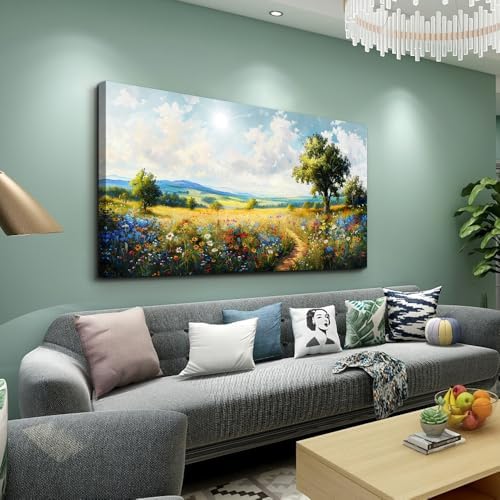 hyidecorart Nature Field Scenery Abstract Painting Large Wall Art For Living Room Bedroom Wall Decor Pictures Artworks Modern Wall Decorations For Office Canvas Prints Home Art Decor 24"X 48" - Image 2