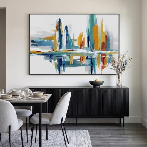 Extra Large Framed Modern Colorful Abstract Wall Art, Horizontal 60x40 In - Image 4