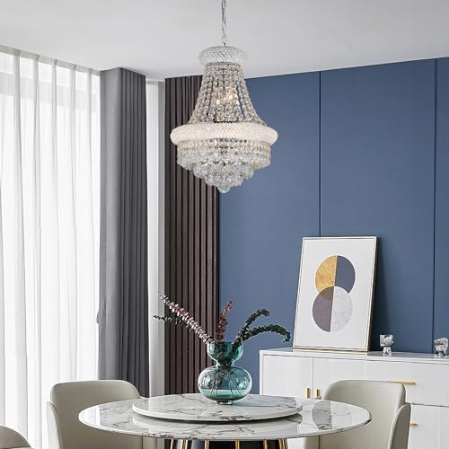 Chrome Crystal Chandeliers for Dining Room，6-Lights D15 Inch - Image 2