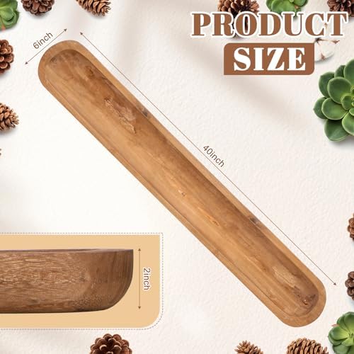 Sawysine 40 Inch Wooden Dough Bowl Decoration Long Bread, Brown - Image 2