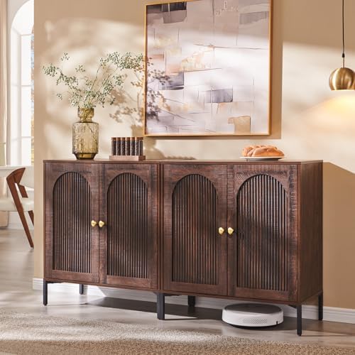 IFGET 61.75" W Modern Arched Sideboard Buffet Cabinet with Storage, Brown by IFGETEnrichYourLivingSpace