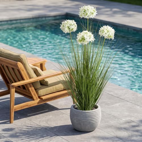 Ttranewsoo Tall Faux Grass Plant with White Flowers, 47.2 Inch Artificial Potted Greenery, UV Resistant Floor Plant for Indoor and Sheltered Outdoor Decor, 1 Pack - Image 6