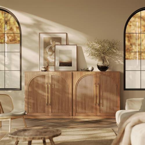 BELLEZE Set of 2 Jagger Sideboard Buffet Cabinet - Camel by BELLEZE