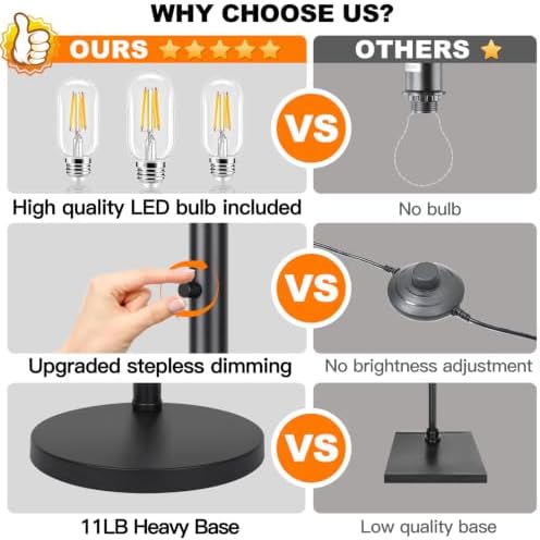 Nintiue Dimmable Floor Lamp, 3 Lights Black Arc Floor Lamp, Modern Tall Standing Tree Lamp with Champagne Linen Shades & Heavy Base, 3000LM LED Bulbs, Bright Lighting for Living Room, Bedroom, Office - Image 4