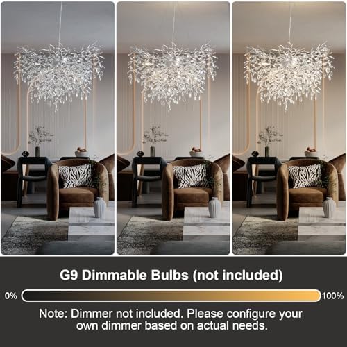 YUYI 40" Silver Tree Branch Chandelier, 12-Light Modern Crystal Chandelier, Round Chandeliers for Dining Room, Living Room, Foyer, Entryway, Kitchen, Bedroom, Luxury K9 Crystal Raindrop Light Fixture - Image 7