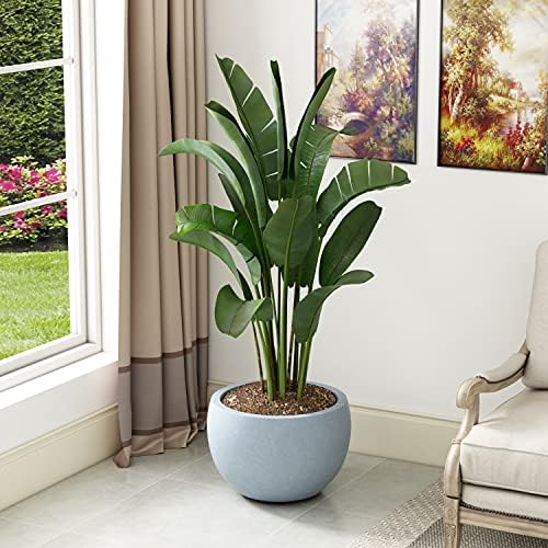 Kante Small Round Bowl Blue Gray Concrete Planter 11.8" Dia, Outdoor - Image 4