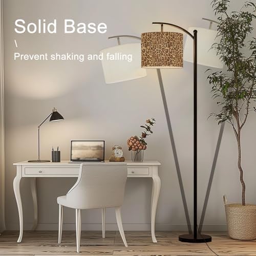Arc Floor Lamp Leopard Seamless Pattern Animal Print Modern Tall Standing Lamp Dimmable with Remote Adjustable Drum Shade Footswitch for Living Room Bedroom Office - Image 5