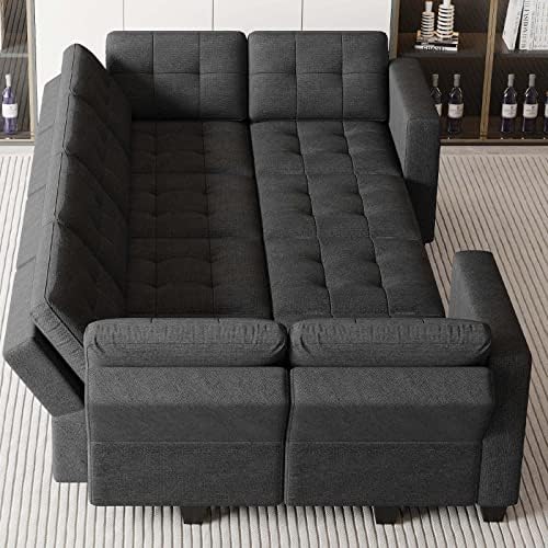 Belffin Modular Sleeper Sofa Bed with Storage Seat Oversized Modular Sectional Sofa Couch Set Reversible Modular Sleeper Sectional Couch Bed Dark Grey BF0390-1 - Image 5