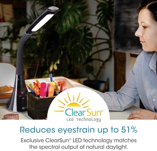 OttLite Swerve LED Desk Lamp with USB Port, Black - Image 3