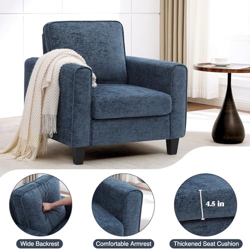 Accent Chairs Set of 2 for Living Room, Mid Century Modern Upholstered Living Room Chair, Chenille Reading Armchair for Apartment, Waiting Room, Office, Blue - Image 4