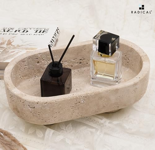 Radicaln Marble Oval Bowl with Stand 10" Decorative Bowl for Table Decor - Image 2