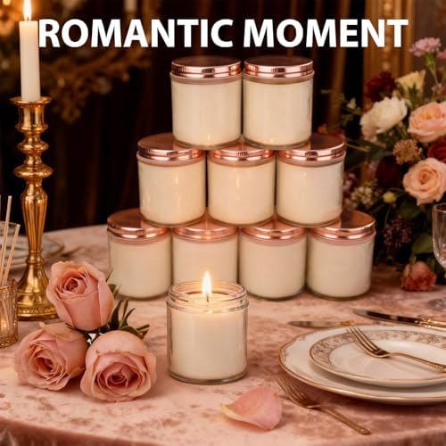 12 PCS 8oz Large Rose Scented Long Lasting Pure Soy Wax Candles | Relaxing Home Fragrance | Premium Bulk Gift Set | Wedding Favors, Spa, Hotel & Corporate Events - Image 6