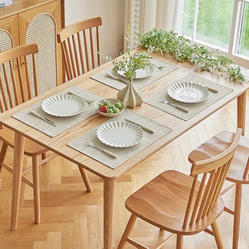 Softalker Faux Linen Cloth Placemats Set of 4-12 x 18 Inch, Beige - Image 7