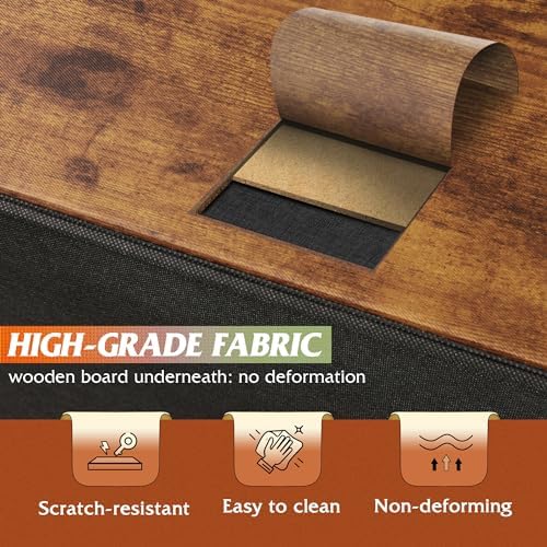 WLIVE Night Stand Set 2, Small Dresser with 2 Drawers & Wooden Top, Nightstand with Fabric Bins, Bedside Table End Table for Bedroom, Closet, Entryway, College Dorm, Rustic Brown - Image 6