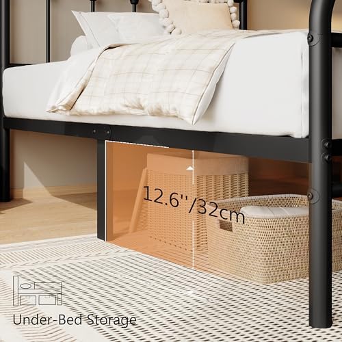 zunatu Twin Size Metal Bed Frame, Victorian Style Headboard and Footboard - Image 4