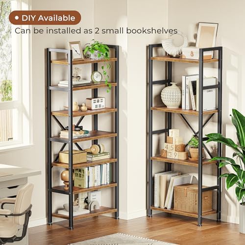 SUPERJARE Triple Bookshelf, Bookcase with 11 Open Display Shelves, Wide Book Shelf Book Case for Home & Office, 4 Tier, Brown - Image 5