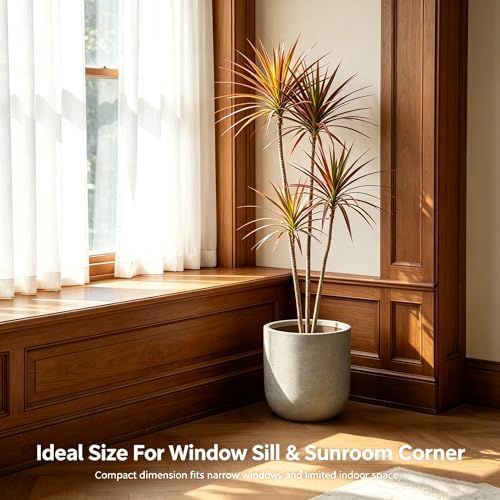Kante Small Round Capsule Weathered Concrete Planter 11" Dia, Outdoor - Image 5