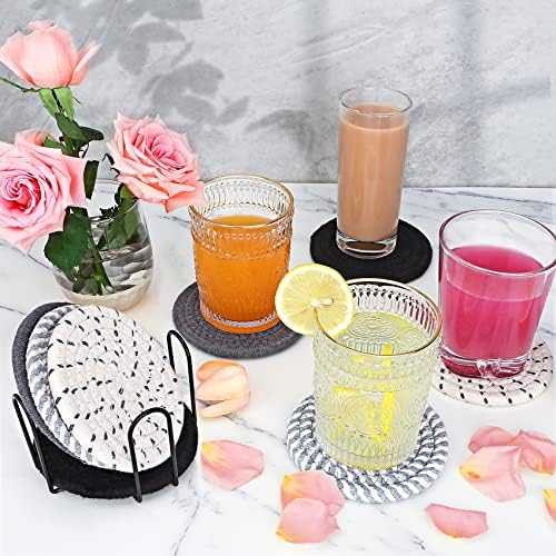 Coasters for Drinks, Coasters Set of 4 - Color, 8 Pack Coaster Set, Absorbent Coaster with Holder, Coffee Table Decor, Living Room Decor for House Warming Gifts - Image 5