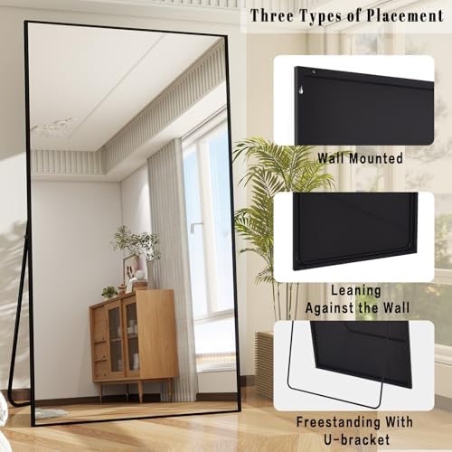 BEAUTYPEAK 76"x34" Rectangle Full Body Floor Mirrors, Full Length Mirror - Image 4
