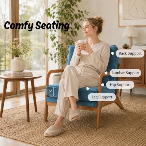 Karl home Mid-Century Modern Accent Reading Chair, Blue - Image 3