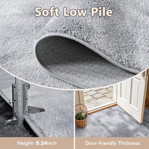 2x10 Tie-dye Light Grey Runner Rug Washable Non-Slip for Kitchen Hallway - Image 5