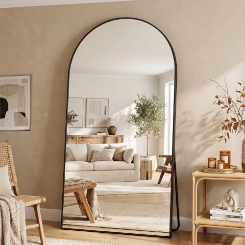 86"x46" Arched Full Length Mirror, Large Floor Mirror, Black - Image 3