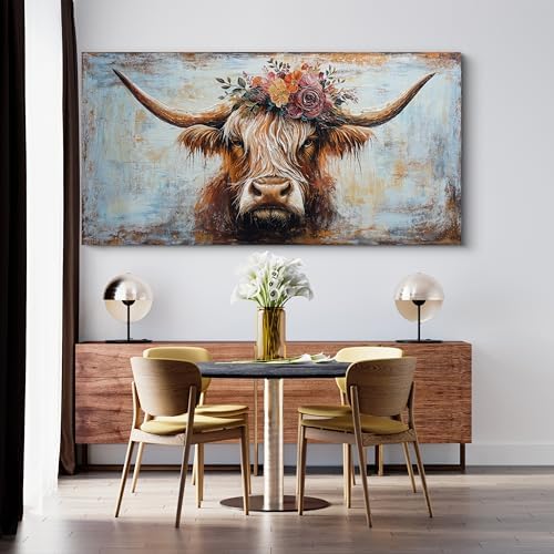 Canvas Wall Art Decor Canvas Art Wall Decor Oversized Wall Art Picutures for Living Room Highland Cow Wall Art Prints Large Vintage Wall Art Decor Artwork for Walls Home Bedroom Office Decorations 35" X 70" - Image 6