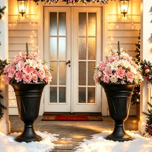 NicBex 24" Tall Urn Planters for Outdoor Plants Set of 2 - Black Trophy - Image 5