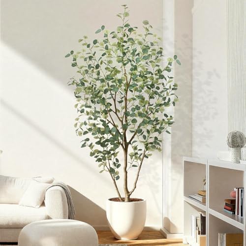 7FT Artificial Eucalyptus Tree Indoor, Faux Eucalyptus Tree with 689 Silk Leaves, Tall Fake Tree - Artificial Tree Indoor for Living Room Office Bedroom Home Decor - Image 2