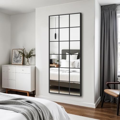 Full Length Mirror Window Pane, 30" x 70" Large Decorative Mirror, Black - Image 7