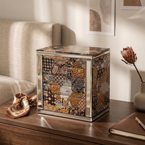 High End Glass Jewelry Box for Women, 5 Layer, Brown - Image 2