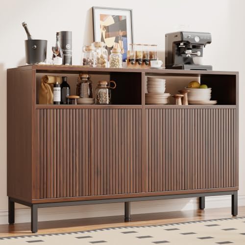 Mericonia Sideboard Buffet Cabinet Storage, Modern Wood Console Fluted Credenza by MERICONIA