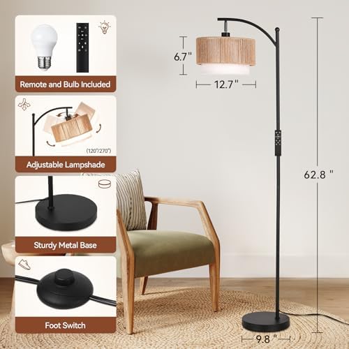 SUNMORY Arc Floor Lamps for Living Room with 12W Remote and Dimmable Bulb - Image 3